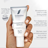 Ultralett SPF50+ solkrem for sensitiv hud fra Skinvisibles som gir komfort hele dagen