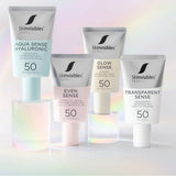 Transparent Sense SPF50+ fra Skinvisibles med lett, usynlig finish og høy solbeskyttelse
